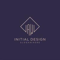 Initials AW logo monogram with rectangle style design vector