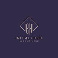 Initials BH logo monogram with rectangle style design vector