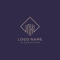 Initials NX logo monogram with rectangle style design vector