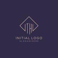 iniciales th logo monograma con rectángulo estilo diseño vector