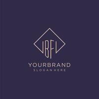 Initials BF logo monogram with rectangle style design vector