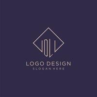 Initials DL logo monogram with rectangle style design vector