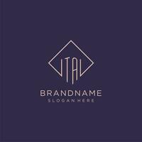 Initials TA logo monogram with rectangle style design vector