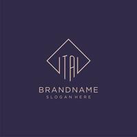 Initials TA logo monogram with rectangle style design vector