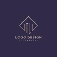 Initials OL logo monogram with rectangle style design vector