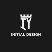 Initials IY logo monogram with shield and fortress design vector