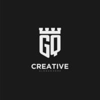 Initials GQ logo monogram with shield and fortress design vector