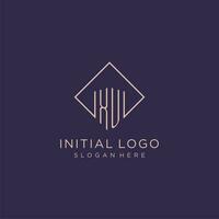 Initials XU logo monogram with rectangle style design vector