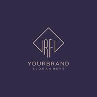Initials RF logo monogram with rectangle style design vector