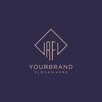 Initials RF logo monogram with rectangle style design vector