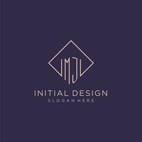 Initials MJ logo monogram with rectangle style design vector