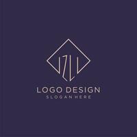 Initials ZL logo monogram with rectangle style design vector