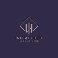 Initials WH logo monogram with rectangle style design vector