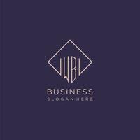 Initials WB logo monogram with rectangle style design vector