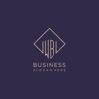 Initials WB logo monogram with rectangle style design vector