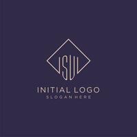 Initials SU logo monogram with rectangle style design vector