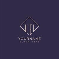 Initials LE logo monogram with rectangle style design vector