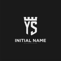 Initials YS logo monogram with shield and fortress design vector