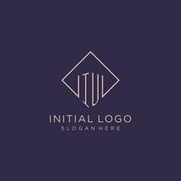 Initials IU logo monogram with rectangle style design vector