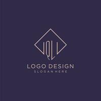 Initials QL logo monogram with rectangle style design vector