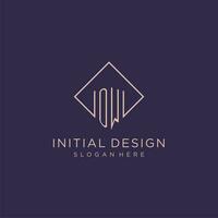 Initials OW logo monogram with rectangle style design vector