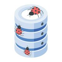 Trendy isometric icon of database bug vector