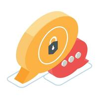 An isometric icon of secure messaging vector