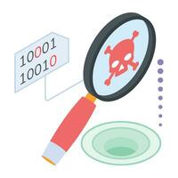 An isometric icon of search hacker vector