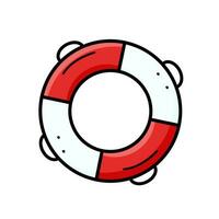 Lifeline with rope doodle icon. Vector illustration of an inflatable circle for swimming or rescue in the water. Isolated on a white background.