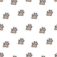 Animal tracks seamless pattern. Dog or cat paw print background, cartoon wallpaper. vector