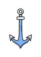 Ship anchor for mooring doodle icon. Vector illustration of the symbol of the sea and travel. Isolated on a white background.