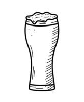 Glass beer with foam icon. Vector illustration of a logo for a bar or pub. Single doodle sketch isolate on white.