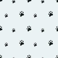 Animal tracks seamless pattern. Dog or cat paw print background, cartoon wallpaper. vector
