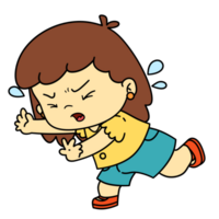 Cute little girl scared expression cartoon