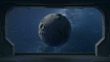 The Moon and the Stars from the view in the spacecraft, 3d rendering. video