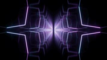 Loop animation in glowing neon lines tunnel, 3d rendering. video