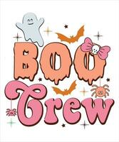 Retro groovy cute boo Halloween design,spooky season vector