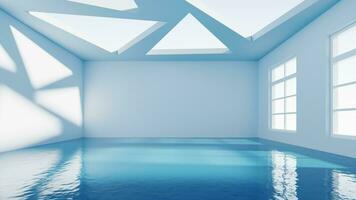 Empty room with water inside, 3d rendering. video