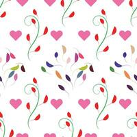 Lovely Flowers with hearts Pattern. vector