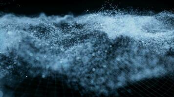 Abstract wave particles background, 3d rendering. video