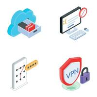 Pack of Protection and Cybercrimes Isometric Icons vector