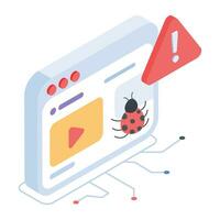 Bug alert isometric icon design vector