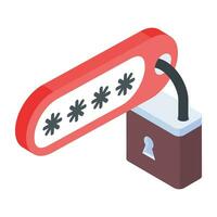 Handy isometric icon of digital lock vector