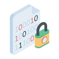 An isometric icon of binary encryption vector