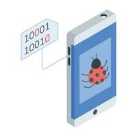 Modern isometric icon of phone virus vector