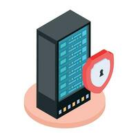 Isometric icon of server protection vector