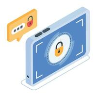 Get an isometric icon of scanner lock vector