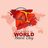 World heart day celebrated every 29 september greeting concept design with heart. vector illustration design