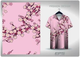 Vector hawaiian shirt background image.pink cherry blossoms pattern design, illustration, textile background for hawaiian shirt,jersey hawaiian shirt