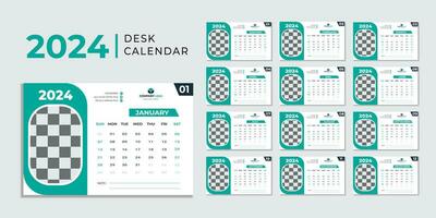 Monthly calendar template for 2024 year. Wall calendar in a minimalist style. Calendar 2024 week start Sunday corporate design planner template. vector